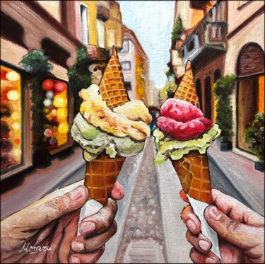 Painting titled "Ice Cream" by Moraru Vadim, Original Artwork, Oil