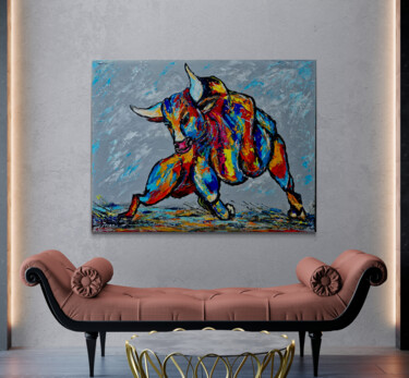 绘画 标题为“Atilla, Strong Bull” 由Jovanart, 原创艺术品, 丙烯