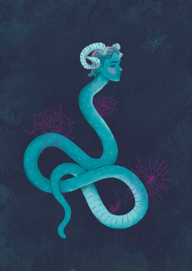 数字艺术 标题为“Serpent woman digit…” 由Svetlana Malysheva (8 house art), 原创艺术品, 数字打印
