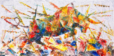 Pittura intitolato "Beautiful Bull" da Anatoli Voznarski, Opera d'arte originale, Acrilico Montato su Telaio per barella in…