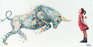 제목이 "Girl vs. Bull."인 미술작품 Anatoli Voznarski로, 원작, 아크릴