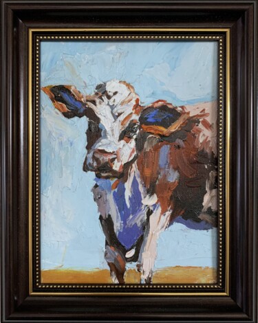 绘画 标题为“Cow, farm life.” 由Vita Schagen, 原创艺术品, 油 安装在纸板上