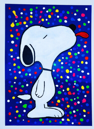 Pittura intitolato "Snoopy x m&m" da Whoisrick, Opera d'arte originale, Acrilico Montato su Telaio per barella in legno