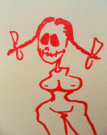 Disegno intitolato "Pigtails - 1" da Milto Sideris, Opera d'arte originale, Pennarello