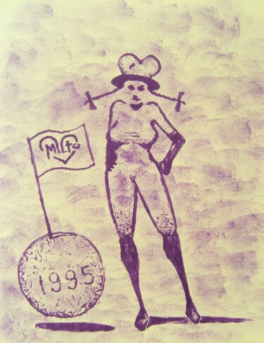 Drawing titled "Pigtails - 6" by Milto Sideris, Original Artwork, Marker