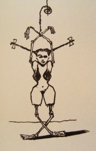 Drawing titled "Pigtails - 11" by Milto Sideris, Original Artwork, Marker