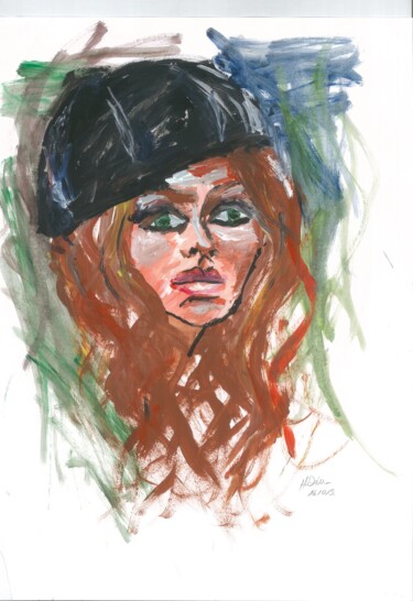 Malerei mit dem Titel "Portrait einer Frau" von Hatice Diker, Original-Kunstwerk, Acryl