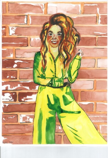 绘画 标题为“Shakira” 由Hatice Diker, 原创艺术品, 水彩