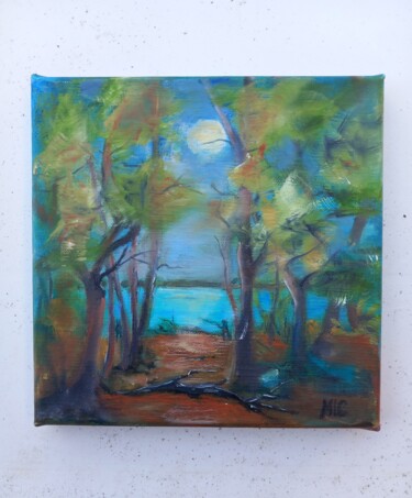 Peinture intitulée "Balade au lac Vert" par Michèle Labbrecayla, Œuvre d'art originale, Huile