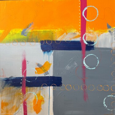 Schilderij getiteld "Joy" door Ingrid Oliphant, Origineel Kunstwerk, Acryl Gemonteerd op Frame voor houten brancard