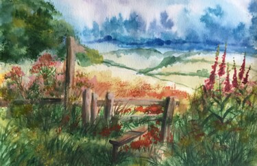 Schilderij getiteld "Summer Vibe" door Anastasija Terskiha, Origineel Kunstwerk, Aquarel