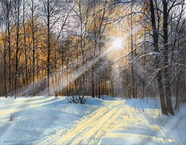 Malerei mit dem Titel "Path Through the Sn…" von Sergey Miqayelya, Original-Kunstwerk, Öl Auf Keilrahmen aus Holz montiert