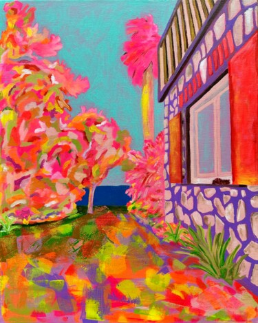 绘画 标题为“Summer sanctuary” 由Žiga Korent, 原创艺术品, 丙烯 安装在木质担架架上
