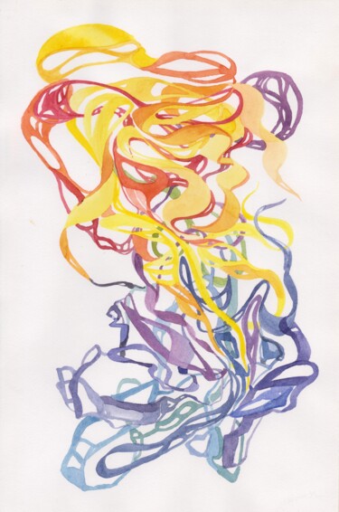 Painting titled "Инь ян" by Elena Siraeva, Original Artwork, Watercolor