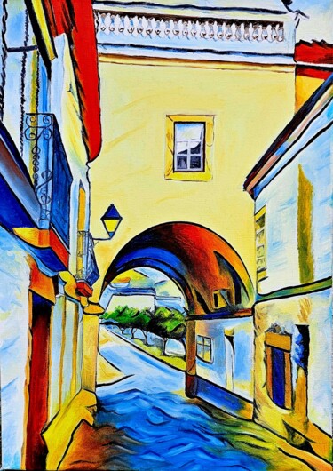 绘画 标题为“Monforte - Arco da…” 由Aurelio Bentes Bravo, 原创艺术品, 油 安装在木质担架架上