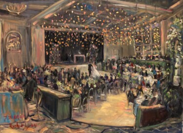 FIRST DANCE BEVERLY WILSHIRE HOTEL LIVE WEDDING PAINTING Schilderij getiteld "FIRST DANCE BEVERL…" door Richard Flynn Flynn, Origineel Kunstwerk, Olie Gemonteerd op Frame voor hout…