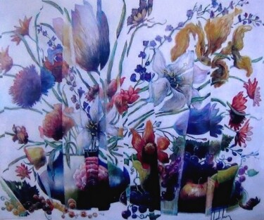 绘画 标题为“Bouquet merveilleux” 由Claude Jouan, 原创艺术品, 油 安装在木质担架架上