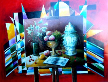 Peinture intitulée "La belle table" par Claude Jouan, Œuvre d'art originale, Huile Monté sur Châssis en bois