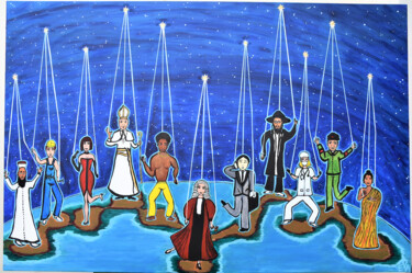 Painting titled "Star's Puppets" by Eva Berberian, Original Artwork, Acrylic
