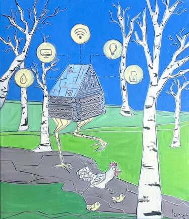 Pintura titulada "Smart hut goes" por Lena Langer, Obra de arte original, Acrílico Montado en Bastidor de camilla de madera