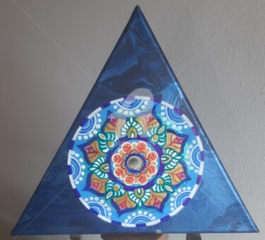 Painting titled "Mandablue" by Cassio-Galet, Original Artwork, Acrylic Mounted on Wood Stretcher frame