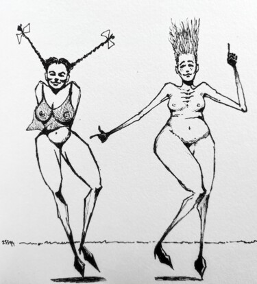 Pigtails - 44 제목이 "Pigtails - 44"인 그림 Milto Sideris로, 원작, 잉크