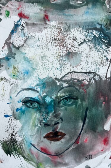 Deep lake of hope 绘画 标题为“Deep lake of hope” 由Katerina Anchugova, 原创艺术品, 水彩