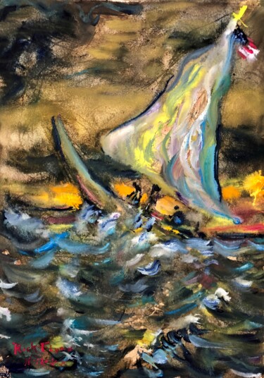 绘画 标题为“SURGING SAIL” 由Richard Flynn Flynn, 原创艺术品, 水彩