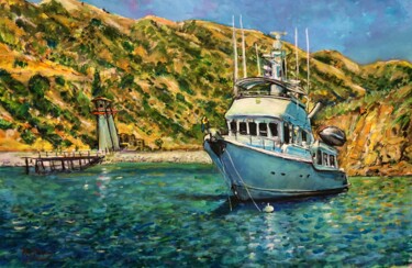 BOAT IN CATALINA COMMISSION "BOAT IN CATALINA C…" başlıklı Tablo Richard Flynn Flynn tarafından, Orijinal sanat, Suluboya