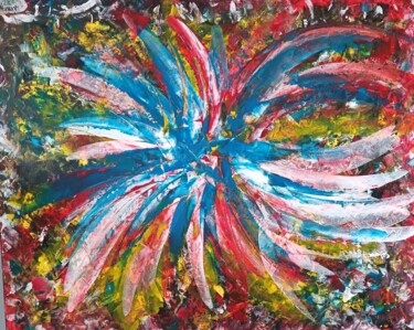 Painting titled "Harmonie N°75" by Joelle Girard, Original Artwork, Acrylic Mounted on Wood Stretcher frame