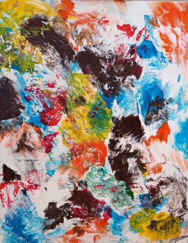 Painting titled "Neige en couleur N°…" by Joelle Girard, Original Artwork, Acrylic Mounted on Wood Stretcher frame