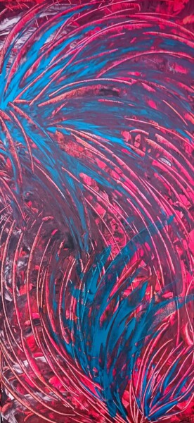 Peinture intitulée "Flammes de la NuitN…" par Joelle Girard, Œuvre d'art originale, Acrylique Monté sur Châssis en bois