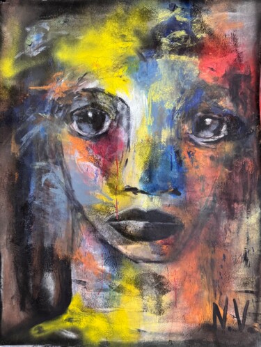 Pittura intitolato "l'hirondelle" da Nadine Vergues, Opera d'arte originale, Acrilico