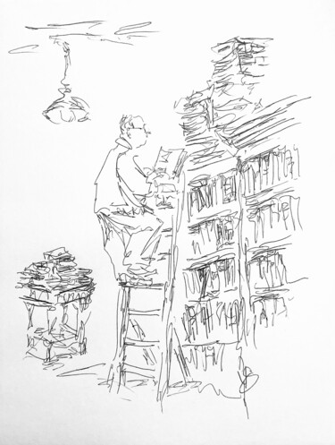 Dessin intitulée "The reader." par Victoria General, Œuvre d'art originale, Stylo à bille