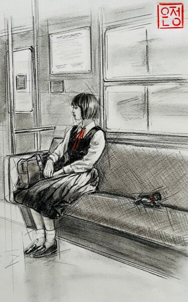 Drawing titled "Journey #4" by Natali Part, Original Artwork, Charcoal