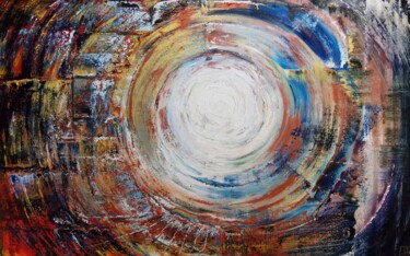 Supernova Cosmic Explosion Abstract Oil Painting on Canvas 绘画 标题为“Supernova Cosmic Ex…” 由Aloosan, 原创艺术品, 油 安装在木质担架架上