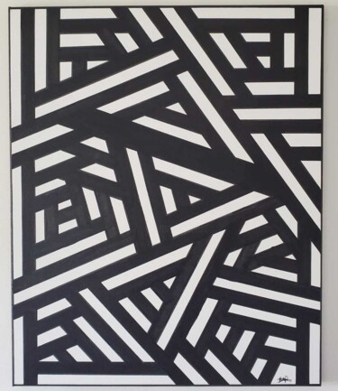 encre sur toile Schilderij getiteld "encre sur toile" door Nino Bourhis, Origineel Kunstwerk, Inkt Gemonteerd op Frame voor houten brancard
