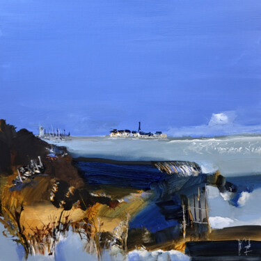 Peinture intitulée "Sur le chemin bleu…" par Muriel Cayet, Œuvre d'art originale, Acrylique Monté sur Châssis en bois