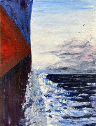 Malerei mit dem Titel "Traversée" von Jean-Bruno Ricard, Original-Kunstwerk, Öl Auf Keilrahmen aus Holz montiert