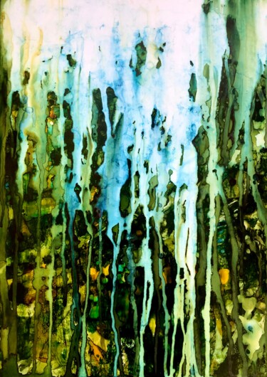 Peinture intitulée "In the depths of gr…" par Joanna Wietrzycka, Œuvre d'art originale, Pigments Monté sur Carton