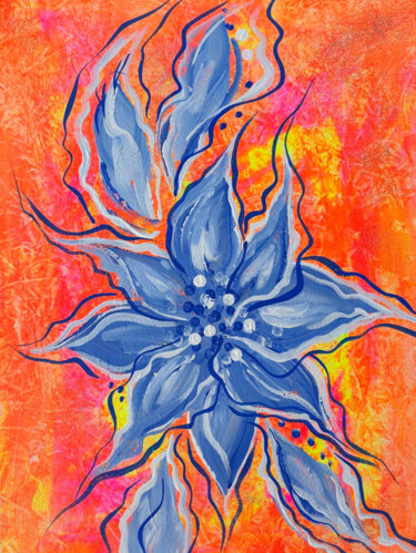 Fiery Blossom-Fantasy&dopamine floral glitter acrilyc art