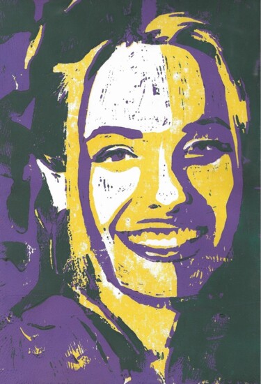 绘画 标题为“Angelina Jolie #03” 由Hatice Diker, 原创艺术品, Linocuts