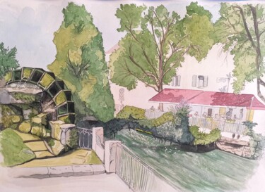 Promenade à L'Isle-sur-Sorgues 2 Peinture intitulée "Promenade à L'Isle-…" par Marie Portelette, Œuvre d'art originale, Aquarelle