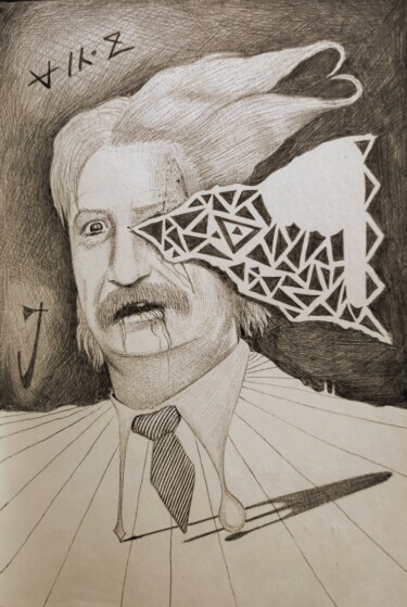 Drawing titled "Jelf" by Milto Sideris, Original Artwork, Ballpoint pen