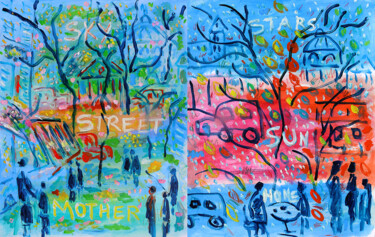 "Sky Street Mother +…" başlıklı Tablo Jean Mirre tarafından, Orijinal sanat, Petrol