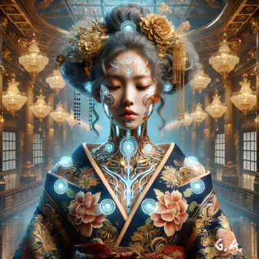 Cyber-Rococo Japanese Muse 2050 Digital Art