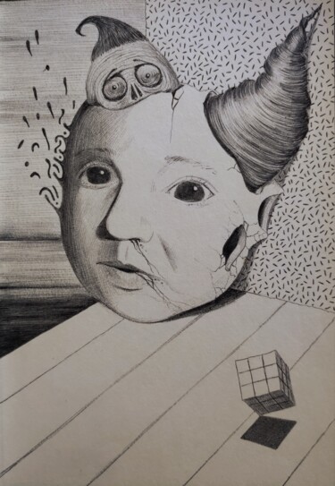 Tekening getiteld "Kaylie" door Milto Sideris, Origineel Kunstwerk, Balpen