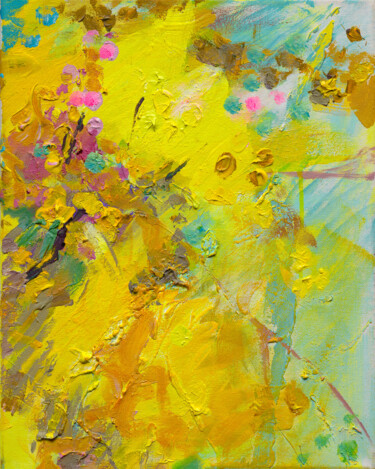 Картина под названием "1.7 Abstract floral…" - Oxerma, Подлинное произведение искусства, Акрил Установлен на Деревянная рама…