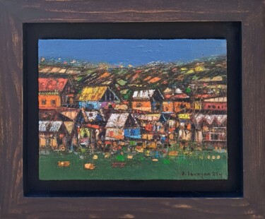 Rustic Village Charm 绘画 标题为“Rustic Village Charm” 由Aram Sevoyan, 原创艺术品, 油 安装在木质担架架上