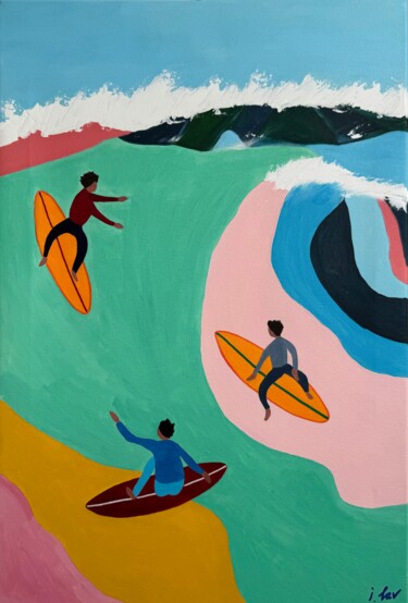 Italy, Sardinia. On the wave. Naive vivid painting Painting titled "Italy, Sardinia. On…" by Irina Lav, Original Artwork, Acrylic Mounted on Wood Stretcher frame